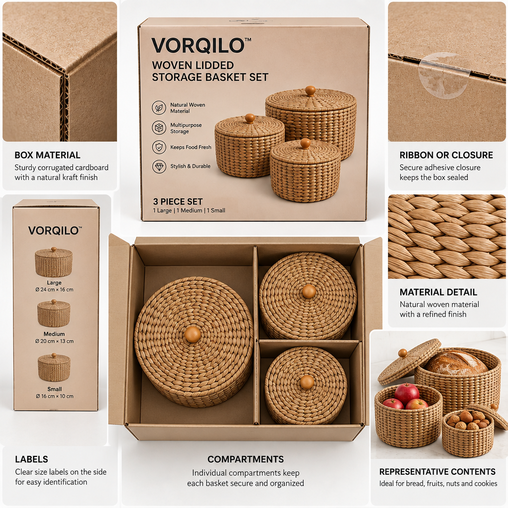 VORQILO™ Woven Lidded Storage Basket Set image 6