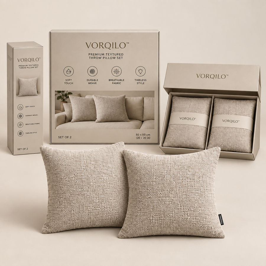 VORQILO™ Premium Textured Throw Pillow Set primary image