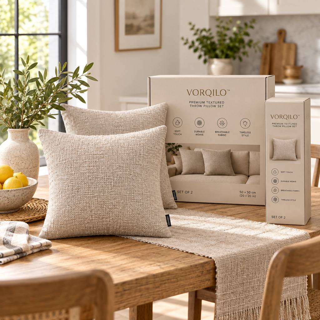 VORQILO™ Premium Textured Throw Pillow Set image 2