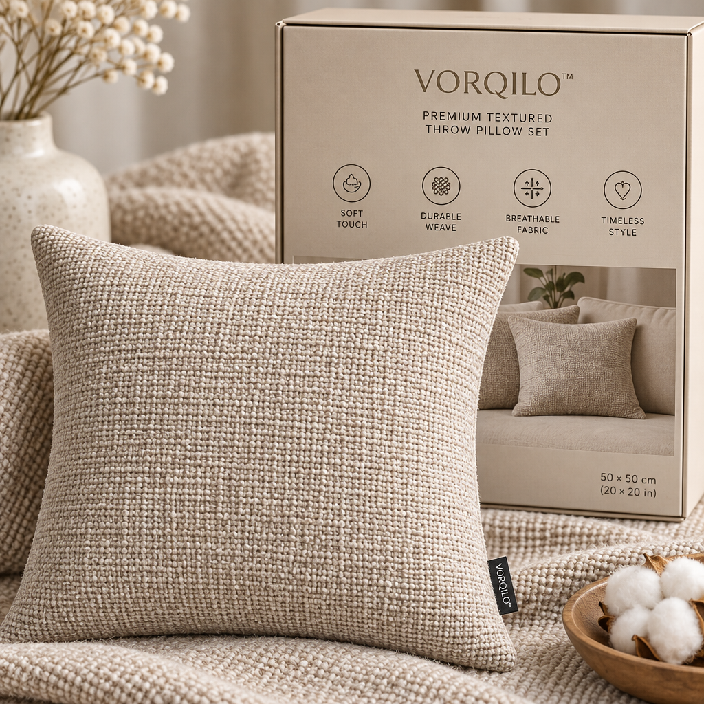 VORQILO™ Premium Textured Throw Pillow Set image 3