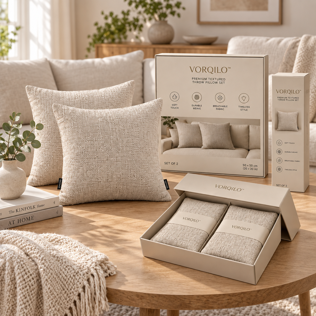 VORQILO™ Premium Textured Throw Pillow Set image 5