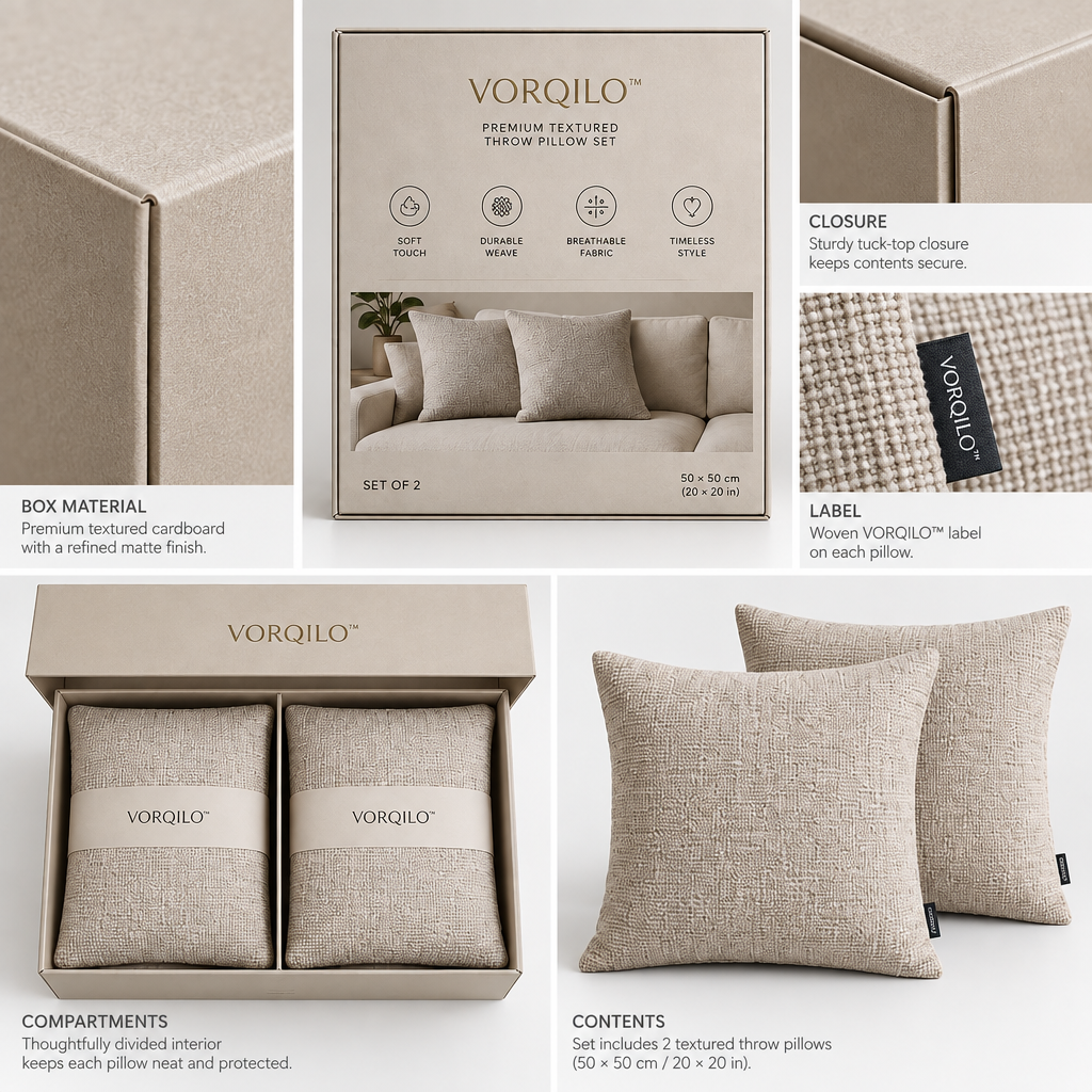 VORQILO™ Premium Textured Throw Pillow Set image 6