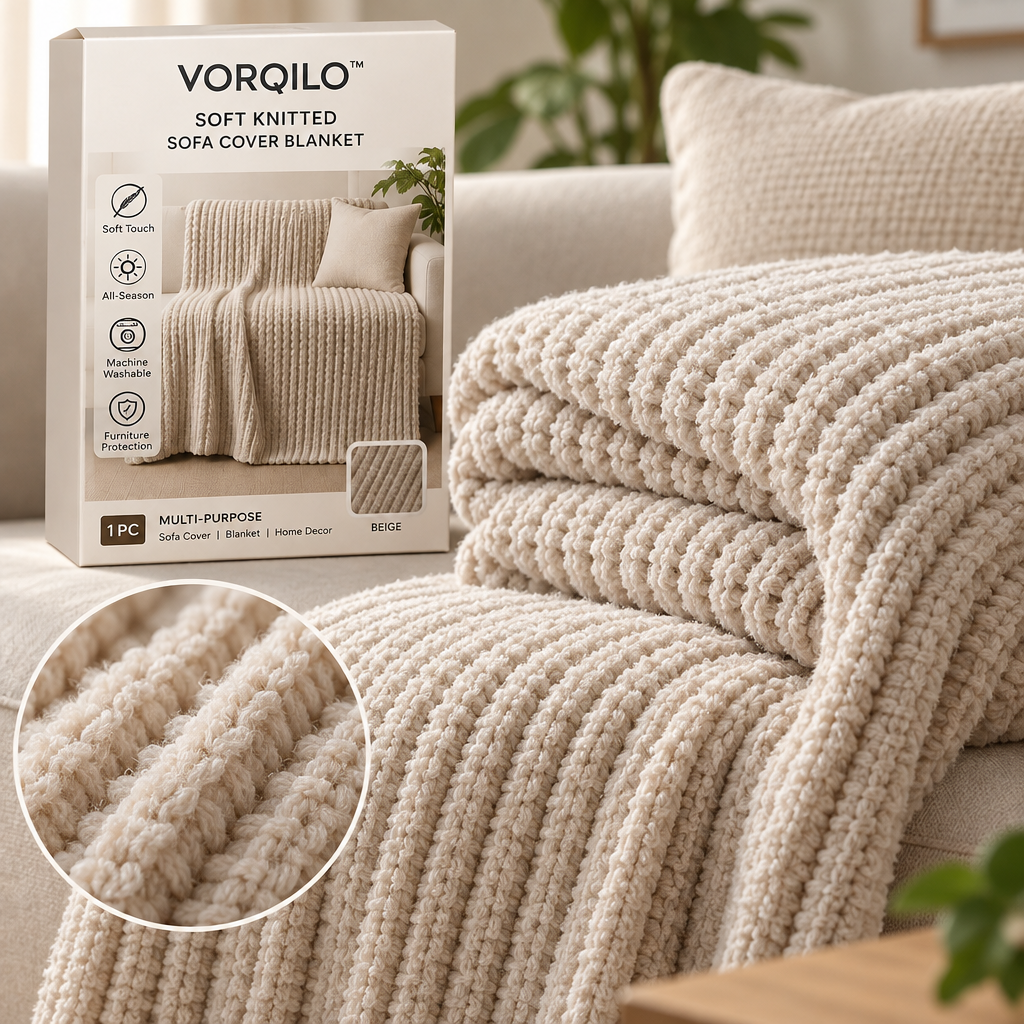 VORQILO™ Soft Knitted Sofa Cover Blanket image 3