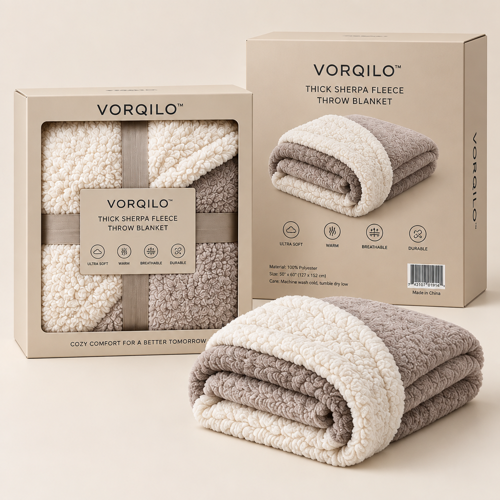 VORQILO™ Thick Sherpa Fleece Throw Blanket primary image