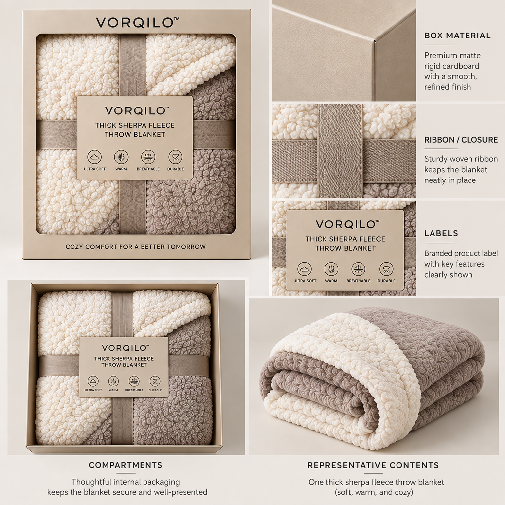 VORQILO™ Thick Sherpa Fleece Throw Blanket image 6
