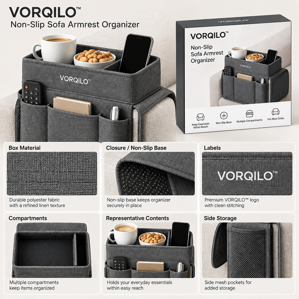 VORQILO™ Non-Slip Sofa Armrest Organizer image 6