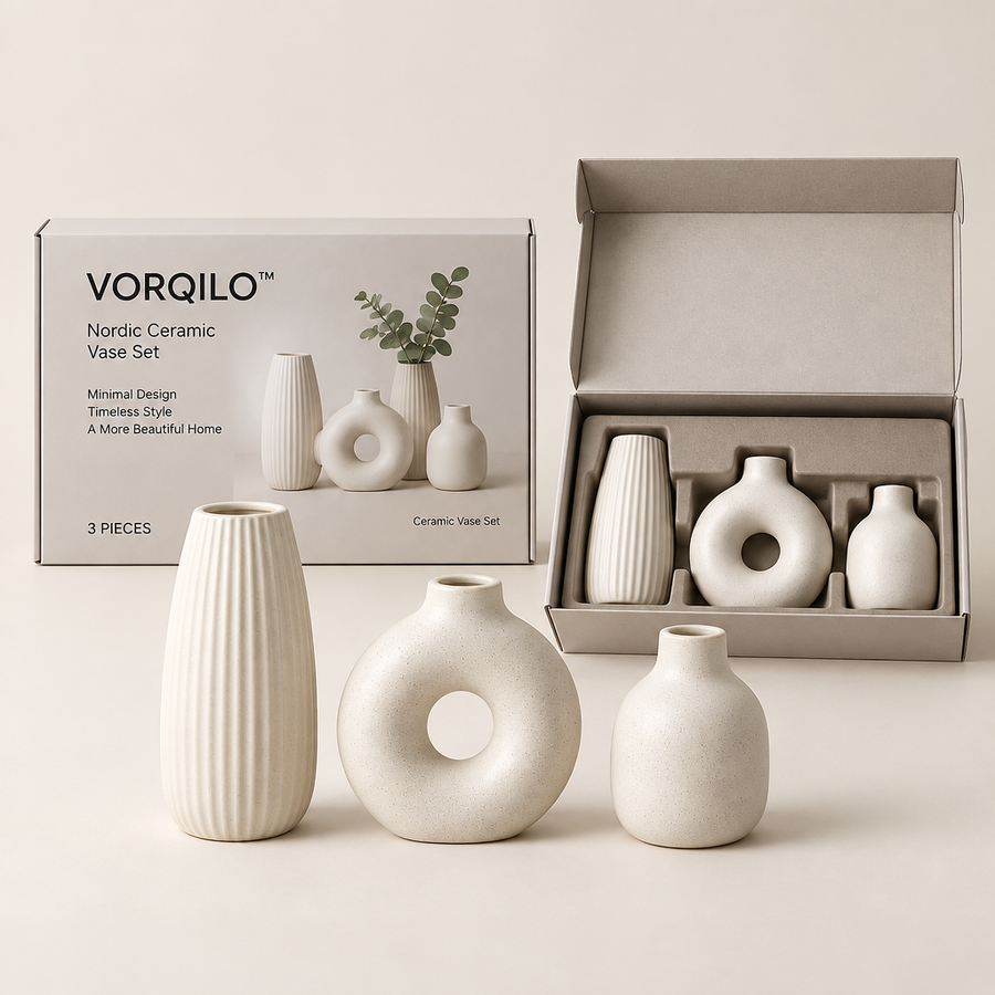 VORQILO™ Nordic Ceramic Vase Set primary image