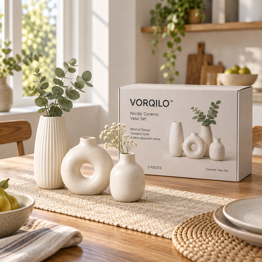 VORQILO™ Nordic Ceramic Vase Set image 2