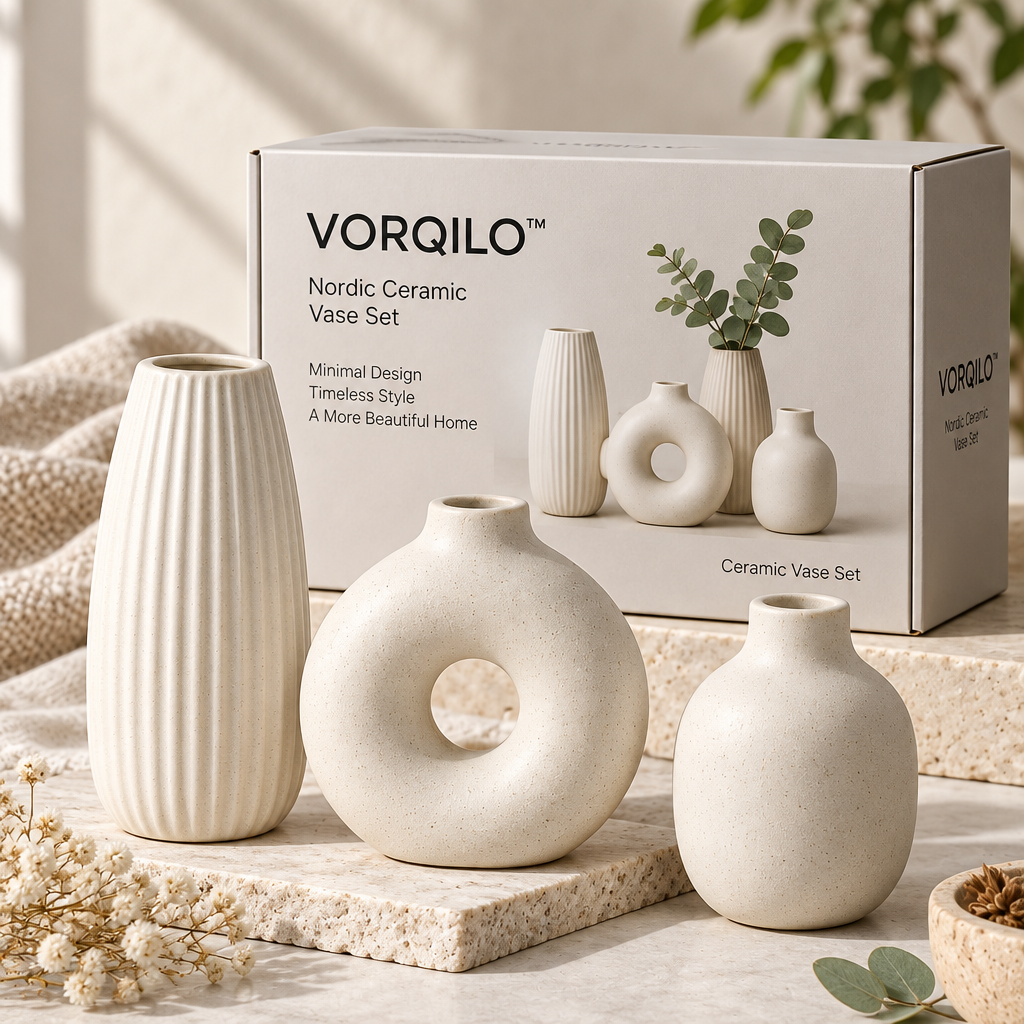 VORQILO™ Nordic Ceramic Vase Set image 3