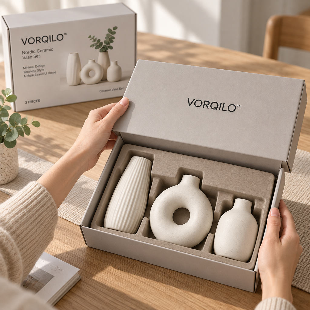 VORQILO™ Nordic Ceramic Vase Set image 4