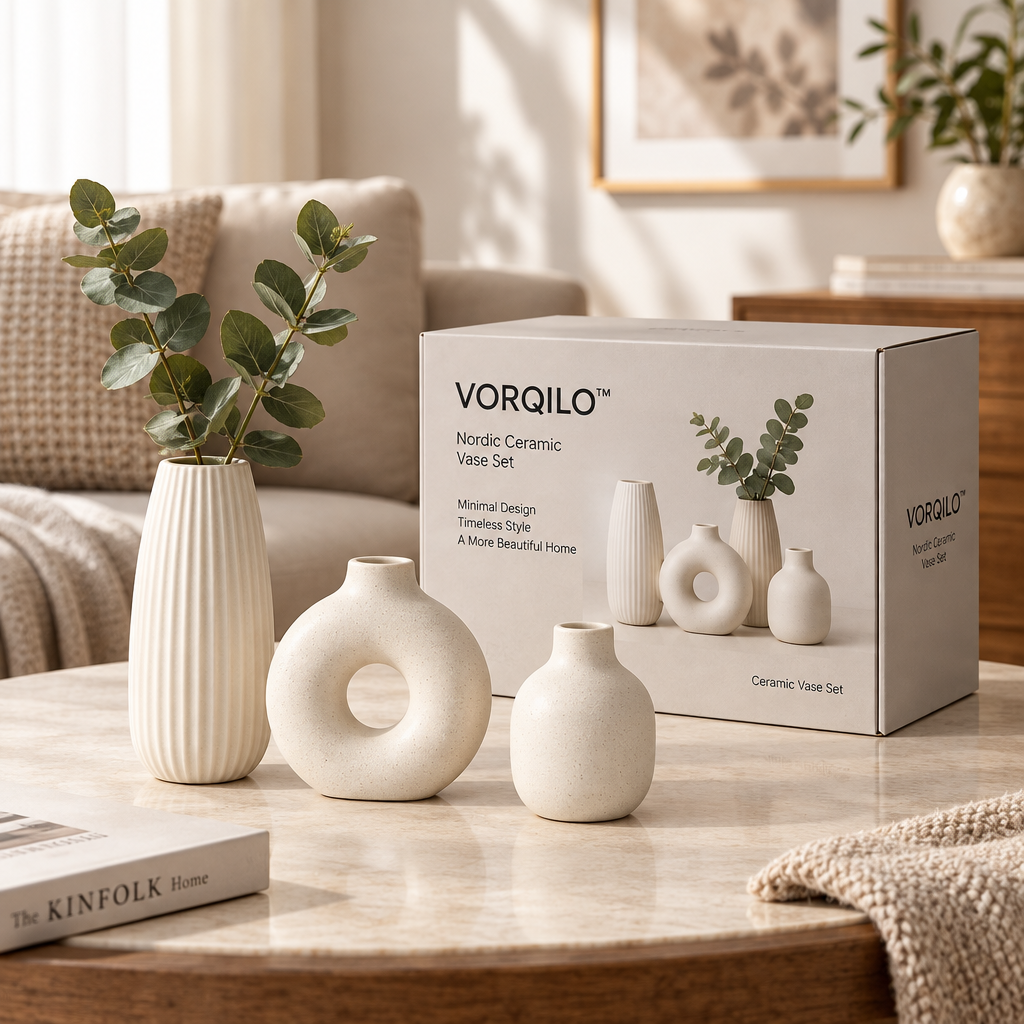 VORQILO™ Nordic Ceramic Vase Set image 5