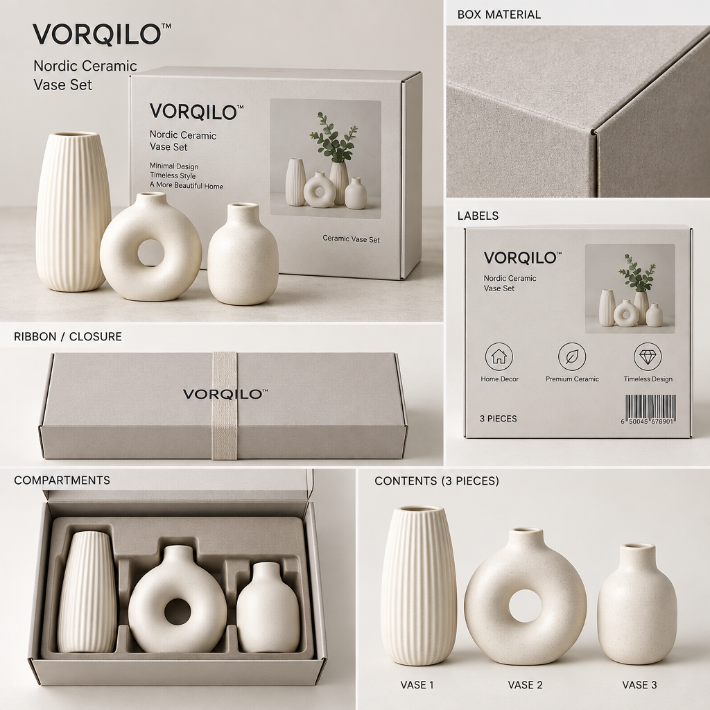 VORQILO™ Nordic Ceramic Vase Set image 6