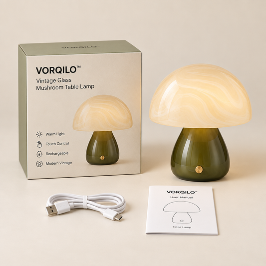 VORQILO™ Vintage Glass Mushroom Table Lamp primary image