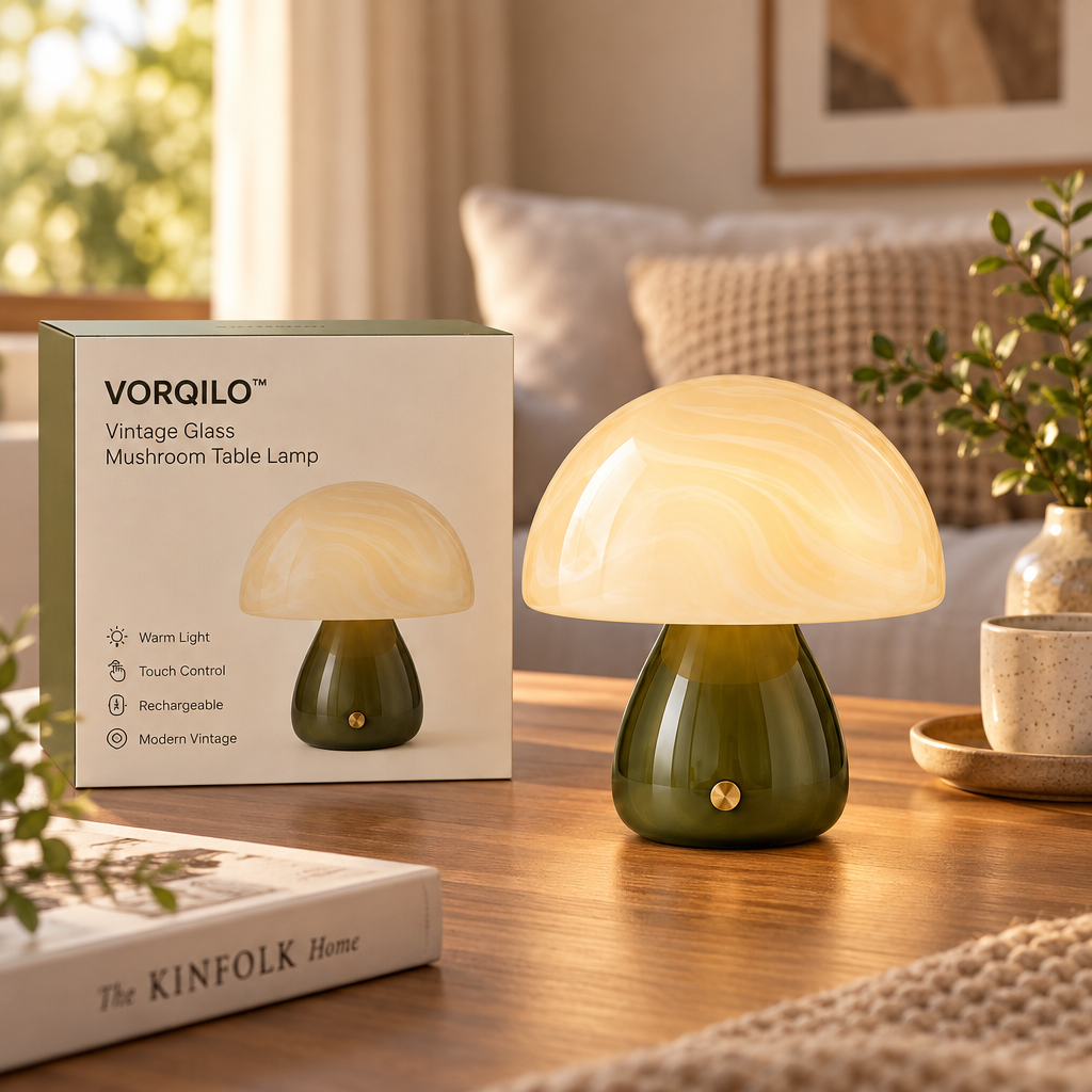 VORQILO™ Vintage Glass Mushroom Table Lamp image 5