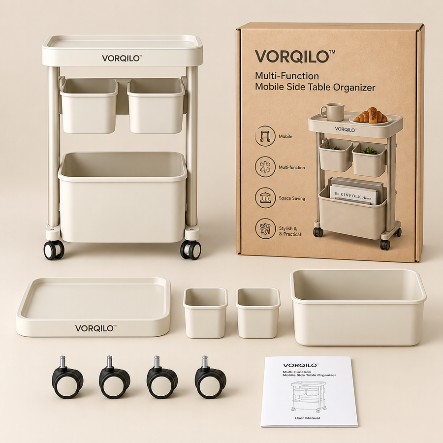 VORQILO™ Multi-Function Mobile Side Table Organizer primary image
