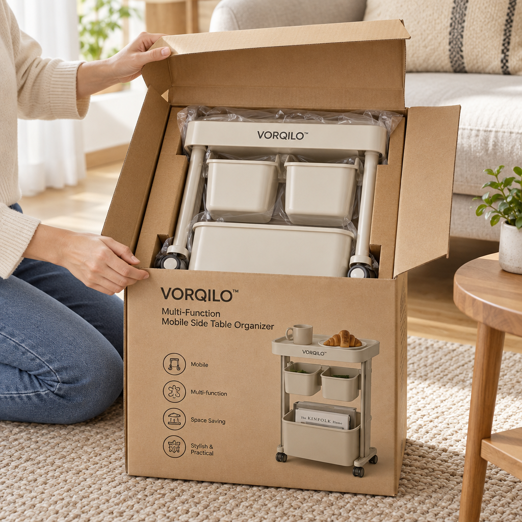VORQILO™ Multi-Function Mobile Side Table Organizer image 4